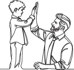 Dad and Son giving high five to Celebrating Successk