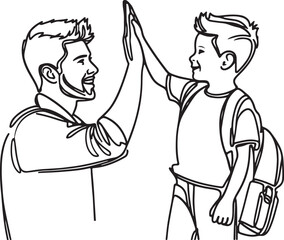 Dad and Son giving high five to Celebrating Successk