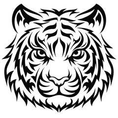 Tribal Tiger head tattoo vector illustration with wild feline design