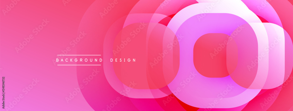 Poster Circular abstract design with overlapping translucent circles and round shapes, blending gradients and smooth curves, creating depth, contrast, and a dynamic visual effect