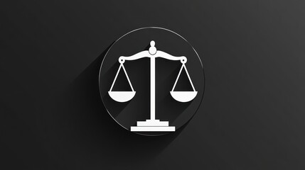 Justice Scales Icon on Dark Background. Possible use Stock Photo