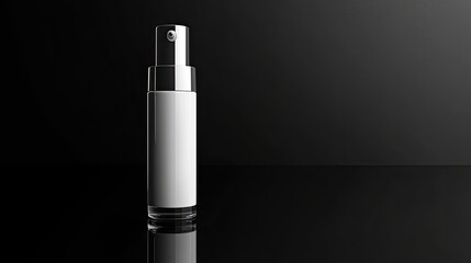 White Spray Bottle on Black Background.