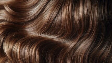 Naklejka premium Silky Brown Hair – Close-Up of Shiny Waves