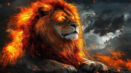 The regal pose of the lion emphasizes its biblical symbolism and power.
