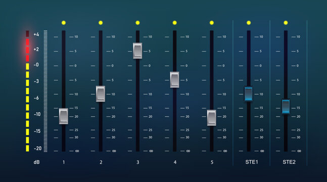 Soundboard mixer audio and video production switcher panel.