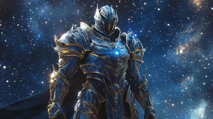 Fototapeta premium Cosmic warrior in celestial armor