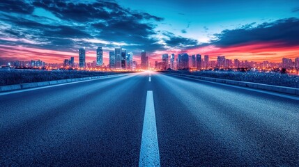 City Road Sunset Skyline Perspective