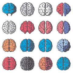 Human brain modern logo set