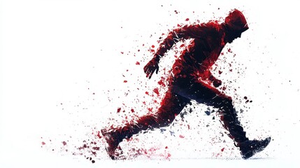 Dynamic running figure in motion abstract art style urban environment energetic concept for impact