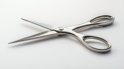 Obraz premium Cutting action with scissors on a plain surface still life composition minimalist design studio environment