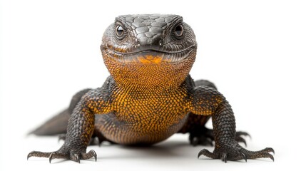 Obraz premium Lively lizard encounter studio wildlife photography white background close-up nature exploration