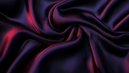 Fototapeta premium Close-up of fabric on Adobe Stock. The purple cloth has many folds and an underlying red light shines through