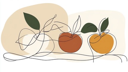 Abstract Line Art Apples: A Modern Fruit Illustration