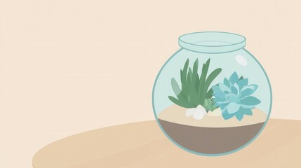 Delicate Succulent Terrarium in a Glass Bowl - A Minimalist Home Decor