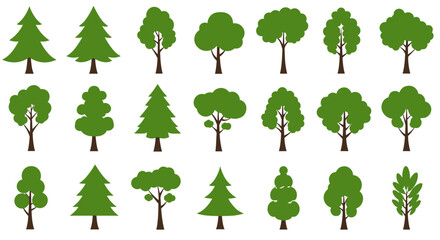 Collection of Various Cartoon Trees for Illustrations, Assorted Stylized Trees for Nature Illustrations