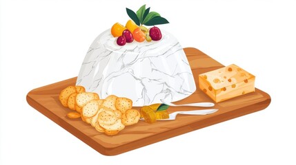 Gourmet Cheese Platter with Fruits and Crackers - A Visual Feast