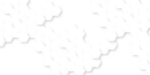 White hexagon geometric texture. Seamless creative geometric Pattern of white hexagon white abstract hexagon wallpaper or background. Futuristic abstract honeycomb mosaic white background. 