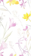 Delicate Pastel Floral Print - A Whimsical Botanical Design for Home Decor