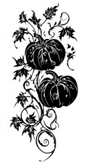 Stunning Black and White Pumpkin Vine Design