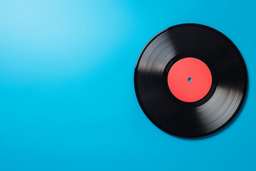 Obraz premium Vintage vinyl record isolated on a solid blue background