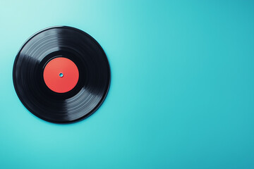 Vintage vinyl record isolated on a solid blue background
