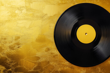 Obraz premium Vintage vinyl record isolated on a solid gold background