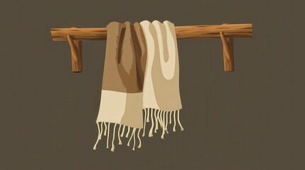 Rustic Wooden Wall Decor with Hanging Scarf, Simple and Elegant Home Decor