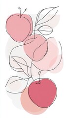 Elegant Abstract Apples: A Delicate Floral Design