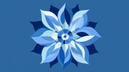 Stunning Blue Floral Design - Intricate Geometric Flower Pattern