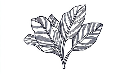 Stunning Botanical Line Art: Intricate Leaf Design
