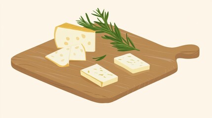 Cheese Board with Rosemary Garnish - A Delightful Culinary Display