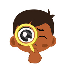 Cartoon Boy with Magnifying Glass