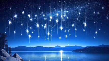 Starry night over a serene lake
