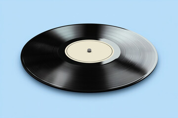 Vintage vinyl record isolated on a solid blue background