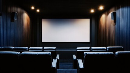 Home theater room with comfortable seating and a large screen