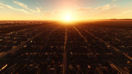 Fototapeta premium Breathtaking sunset over a sprawling suburban neighborhood.