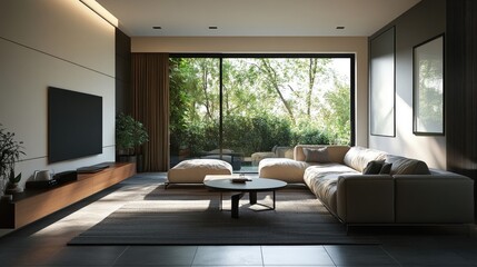 Modern living room with furniture