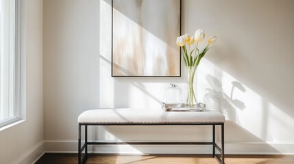 Sunny entryway with modern decor