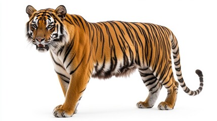 Obraz premium Majestic tiger roaming in a studio wildlife photography isolated background captivating view nature's beauty