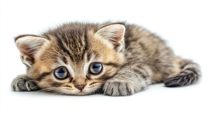 Obraz premium Playful kitten cuddles in cozy indoor space adorable animal photography heartwarming home environment