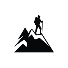 man in the mountains silhouette vector