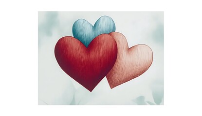 Floating Hearts in Valentine's Day Colors on Soft Background