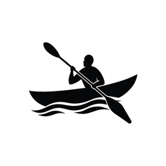 kayaking on the river silhouette vector