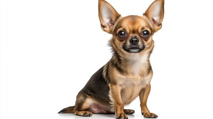 Obraz premium Playful chihuahua dog posing on white background animal portrait indoor studio close-up photography