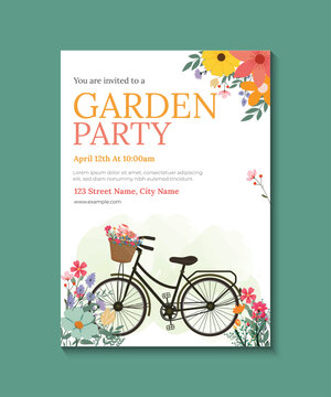 Floral Garden Party Invitation Flyer Template