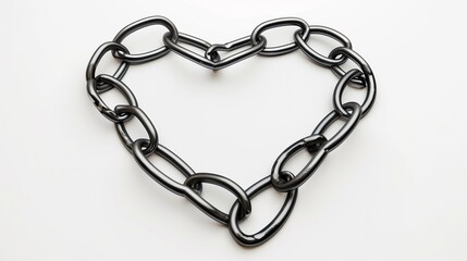 Obraz premium A chain-link heart outline with interlocking metal loops forming the shape on a white background.