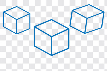 3D cube UI icon, cube simple line user interface vector symbol