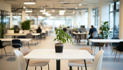 Fototapeta premium Modern open-plan office space with plants