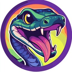 Obraz premium A stylized illustration of a snake with open mouth and fangs