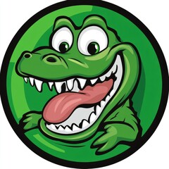 Fototapeta premium A cartoon alligator smiles and sticks out its pink tongue happily